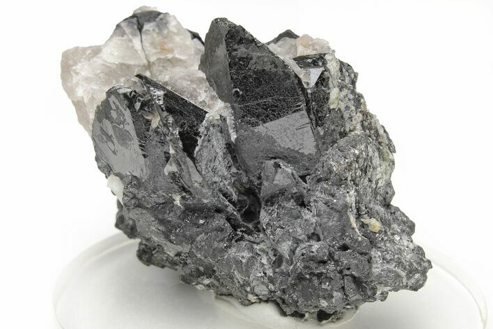 Metallic Wodginite Crystals On Quartz - Itatiaia Mine, Brazil #214580